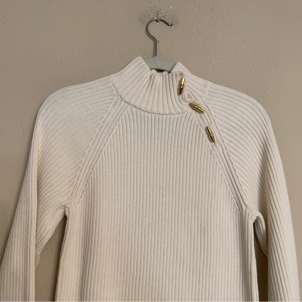 LAUREN Ralph Lauren Sz L Cable Knit Sweater Cream Ivory Preppy Old Money Classic